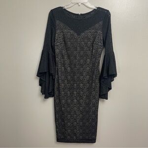 NWT VFSHOW Womens size Medium black Formal Party Dress bell sleeve whimsigoth